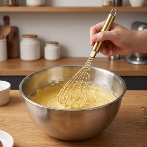 TOYANDONA Stainless Steel Whisk Gold Set of 2-10" 12" Kitchen Egg