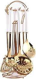 AQUAX Stainless Steel Kitchenware Set, 7-Piece, White & Gold