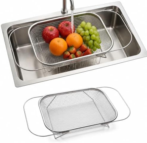 Stainless Steel Expandable Over-The-Sink Strainer Basket (XL)