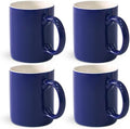 12 oz Cup Plain Gloss Blue Ceramic Coffee Mug Set of 4 for Milk, Tea
