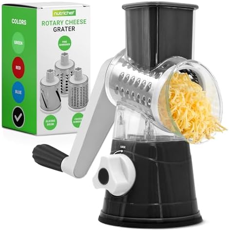 Nutrichef 3 in 1 Cheese Grater & Shredder | Strong Suction Base