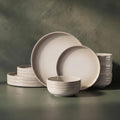SMIRLY Stoneware Dinnerware Set for 4, 12 pcs Plates and Bowls Set
