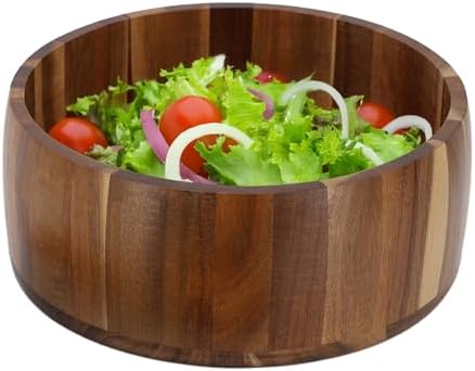 Elama 9.75 x 4 Inch Straight Sided Acacia Wood Salad Bowl, Large
