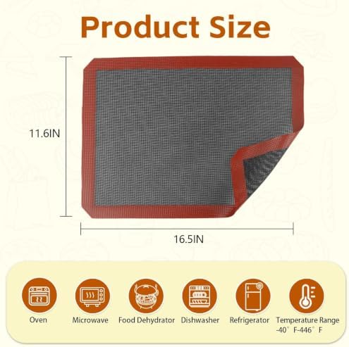 2PCS 16.5"x11.6" Perforated Baking Mats, Silicone Half Sheet Pan Black