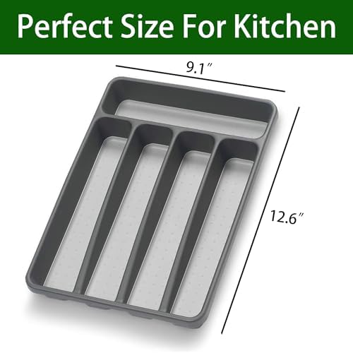 Loyareal Silverware Organizer, 5 Compartments, Black