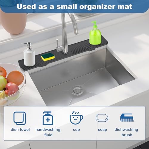 33 Inch Sink Faucet Mat, Kitchen Sink Splash Guard, Faucet Splash