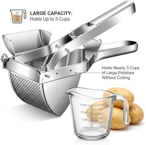 Potato Ricer Stainless Steel with Dough Scraper, Ricer for Mashed