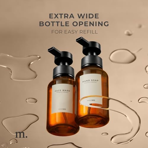 MaisoNovo Glass Foaming Hand Soap Dispenser | 14 Oz Amber, Set of 2