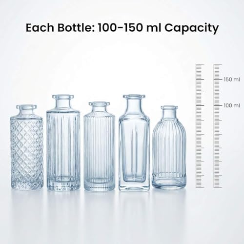 QWORK Glass Bitters Bottle Set of 6 – Zinc Alloy Dash Tops for Home