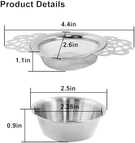 4 Pack Tea Strainers, Stainless Steel, Silver