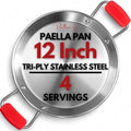 Paelluxe Stainless Steel Paella Pan 12 Inch (30 cm) – Tri-Ply Paellera