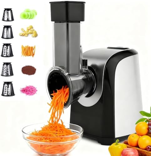 Nictemaw Electric Cheese Grater, 5 Stainless Steel Blades, 150W