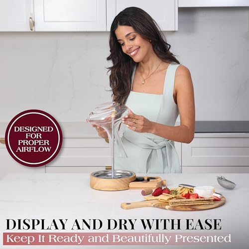 Gusto Nostro Crystal Wine Decanter Set with Drying Stand, Corkscrew