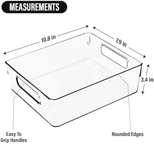 Clear Plastic Pantry Storage Bins, Kitchen Organizer
