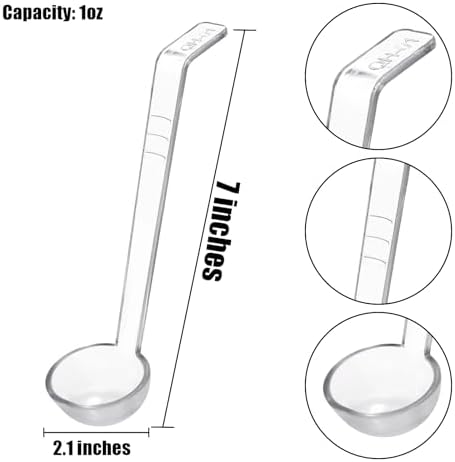 Coloch 20 Pack 1oz Plastic Small Ladle, 7 Inch Clear Mini Ladle Long
