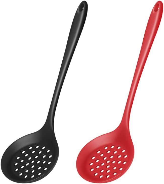 Skimmer Slotted Spoon 2PC Set, Heat Resistant 600 °F Slotted ladle