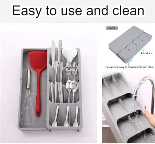 Flatware Drawer Organizer, Silverware Organizer Storage Utensil Tray