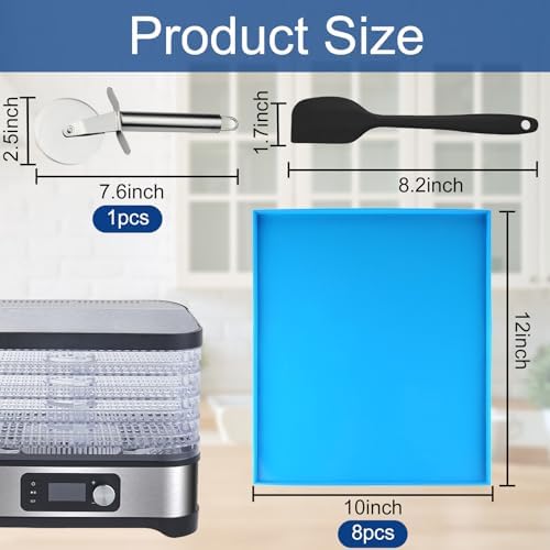 8PCS Silicone Dehydrator Trays with Edge Fruit Leather Trays