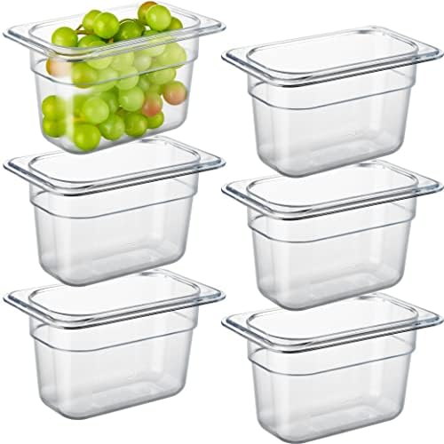 CURTA 6-Pack 1/9 Size 4" Deep NSF Polycarbonate Food Pans | Dishwasher
