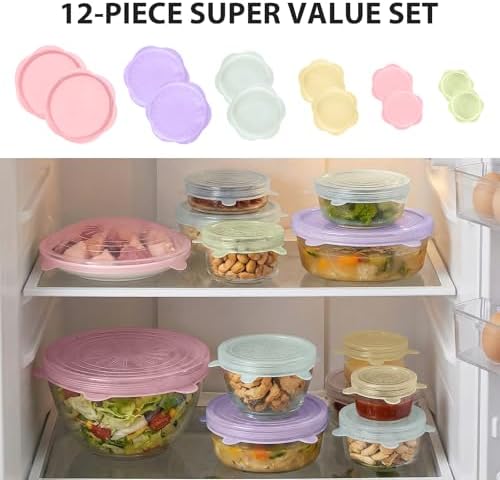 12 Pcs Reusable Silicone Stretch Lids