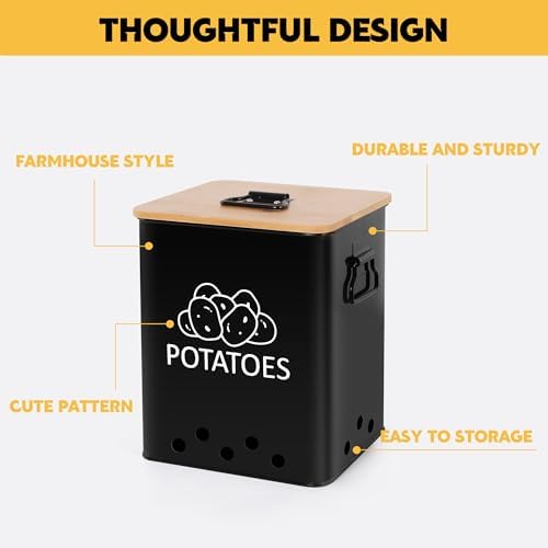 Potato and Onion Storage Bin, Set of 2 Vegetable Storage Tins with