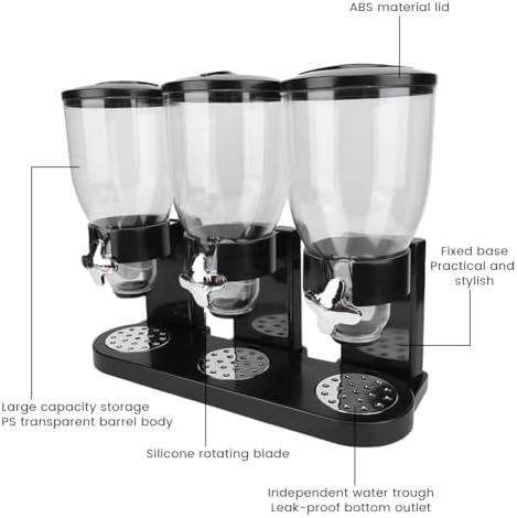 Cereal Dispenser, Triple Food Dispenser Multifunctional Compact