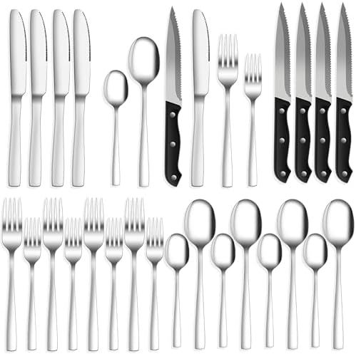 24-Piece Silverware Set Flatware Set for 4, Mirror Polished Stainless