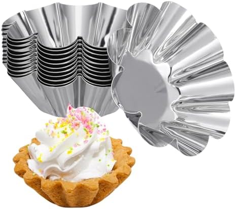 Zerodeko 12 Pack Flower Tartlet Pans Non-Stick Egg Tart Molds Reusable