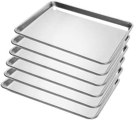BIEAMA 6 Pack Half Size Baking Sheet Pan, Aluminum Commercial Pan 18"