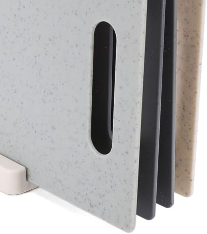 4PCS Plastic Cutting Board Set with Stand Non Slip