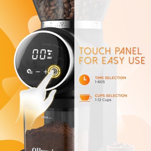 Ollygrin Electric Conical Burr Coffee Grinder, 30 Settings
