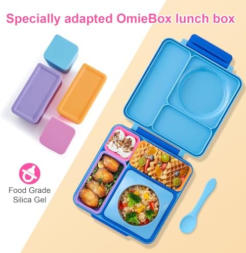 4 Pack Silicone Lunch Containers Compatible with OmieBox, Leak-Proof