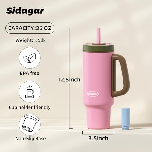 36oz Insulated Tumbler with Straw, Ceramic Water Bottle Travel Mug