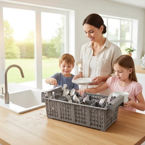 1-Piece Commercial Dishwasher Rack, Silverware Drying Basket with 8