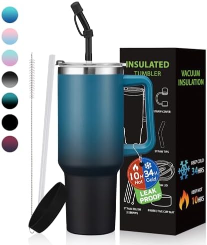 40 oz Tumbler With Handle Travel Coffee Mug Stainless Steel Cup with