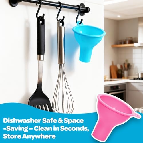 6-Piece Colorful Silicone Funnel Set for Kitchen & Cooking - Flexible
