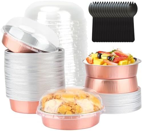 LNYZQUS 8oz Mini Pie Tins with Lids 50 Pack, 4 Inch Individual Cake