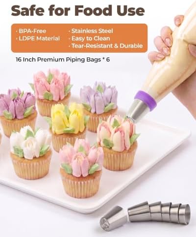 Bake Choice 46 Pcs Russian Piping Tips Set, Stainless Steel