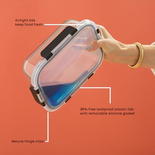 JoyJolt 5 Pack 35oz Glass Food Storage Containers with Lids