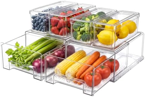 6Pack Fridge Organizers and Storage with Drain Trays,BPA-Free