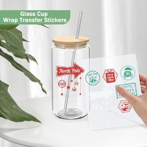 YOUKE OLA 20 Pack Glass Cups with Bamboo Lids and Metal Straw Can
