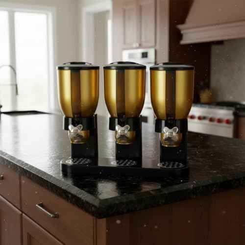 Triple Cereal Dispenser with Crumb Tray, Compact Kitchen Storage