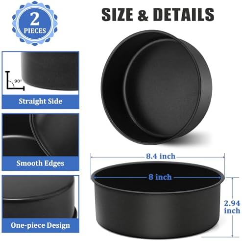 P&P CHEF 8 Inch Cake Pan Set, 2Pcs Non-stick Round Baking Cake Pans