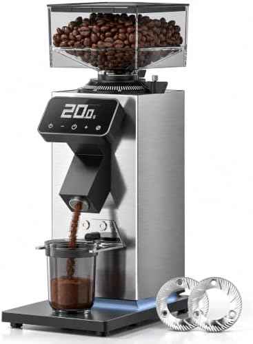 AMZCHEF 64mm Flat Burr Coffee Grinder, 90 Grind Settings