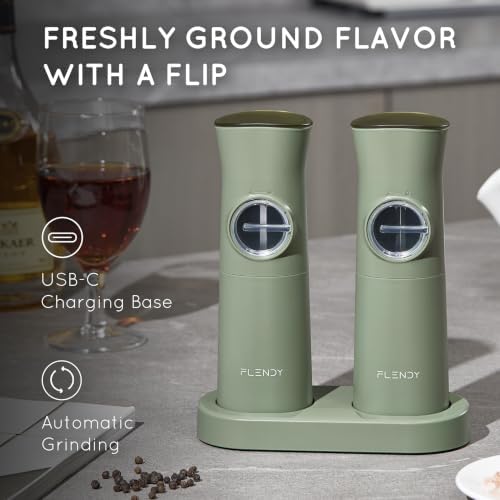 Flendy Gravity Electric Salt and Pepper Grinder Set