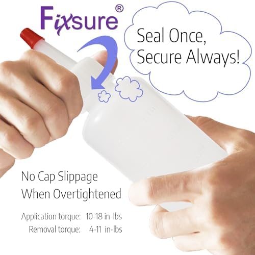 FIXSURE Plastic Squeeze Bottles with Red Tip Cap, 4 Oz Squirt Bottle