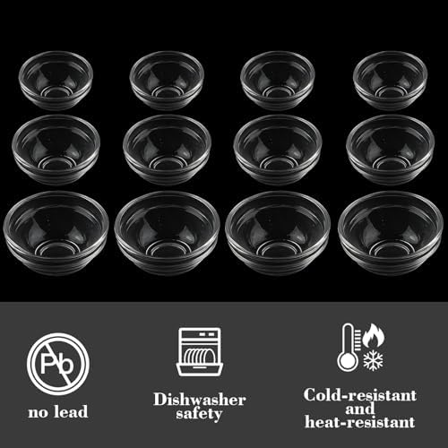 12-Piece Mini Glass Prep Bowls Set - 4x 1.5 oz, 4x 2.5 oz, 4x 4.5 oz