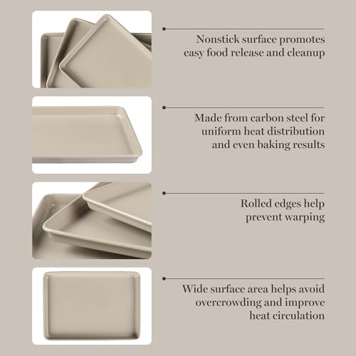 Martha Stewart Gallen 3-Piece Cookie Sheet Set – 13", 15", 17" Baking