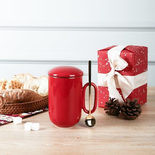 vicrays Ceramic Tea Mug Infuser - Large Cup 16 oz Hot Loose Steeping