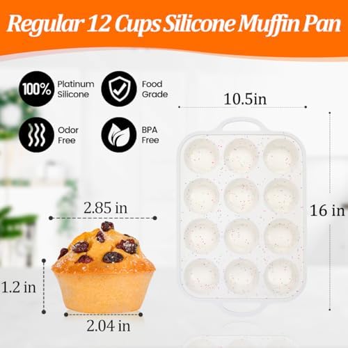 Silicone Muffin Pan, Metal Reinforced Frame Regular Size Muffin Pans